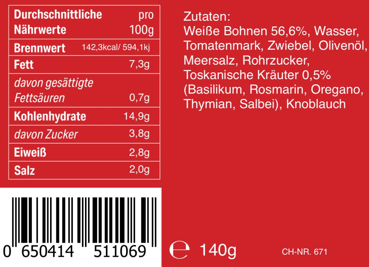 Brotaufstrich Toskana Bohne